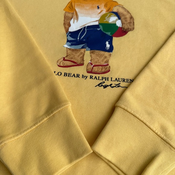 Polo Ralph Lauren Men XLT TeddyBear Beach Ball Yellow Crew Sweatshirt SweaterNWT - Picture 3 of 7